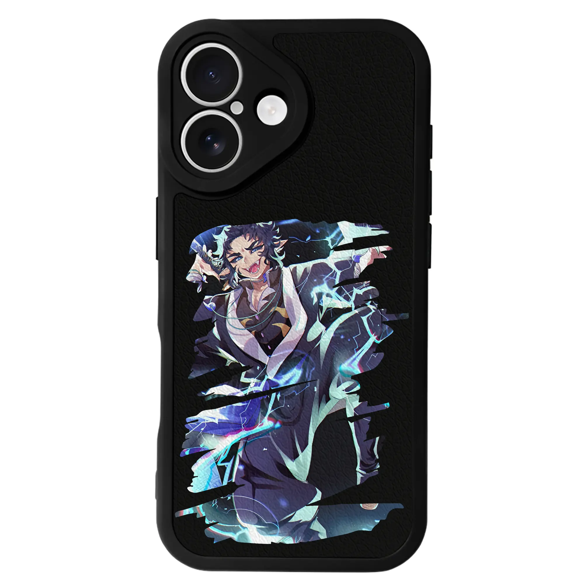 鬼滅の刃 グッズ,獪岳 - IPhone 16シリーズ対応 ・ シリコンスマホケース ・ レザー調 ・ 高精度フィット ・ 耐衝撃 ・ ワイヤレス充電対応 ・ 精密カット